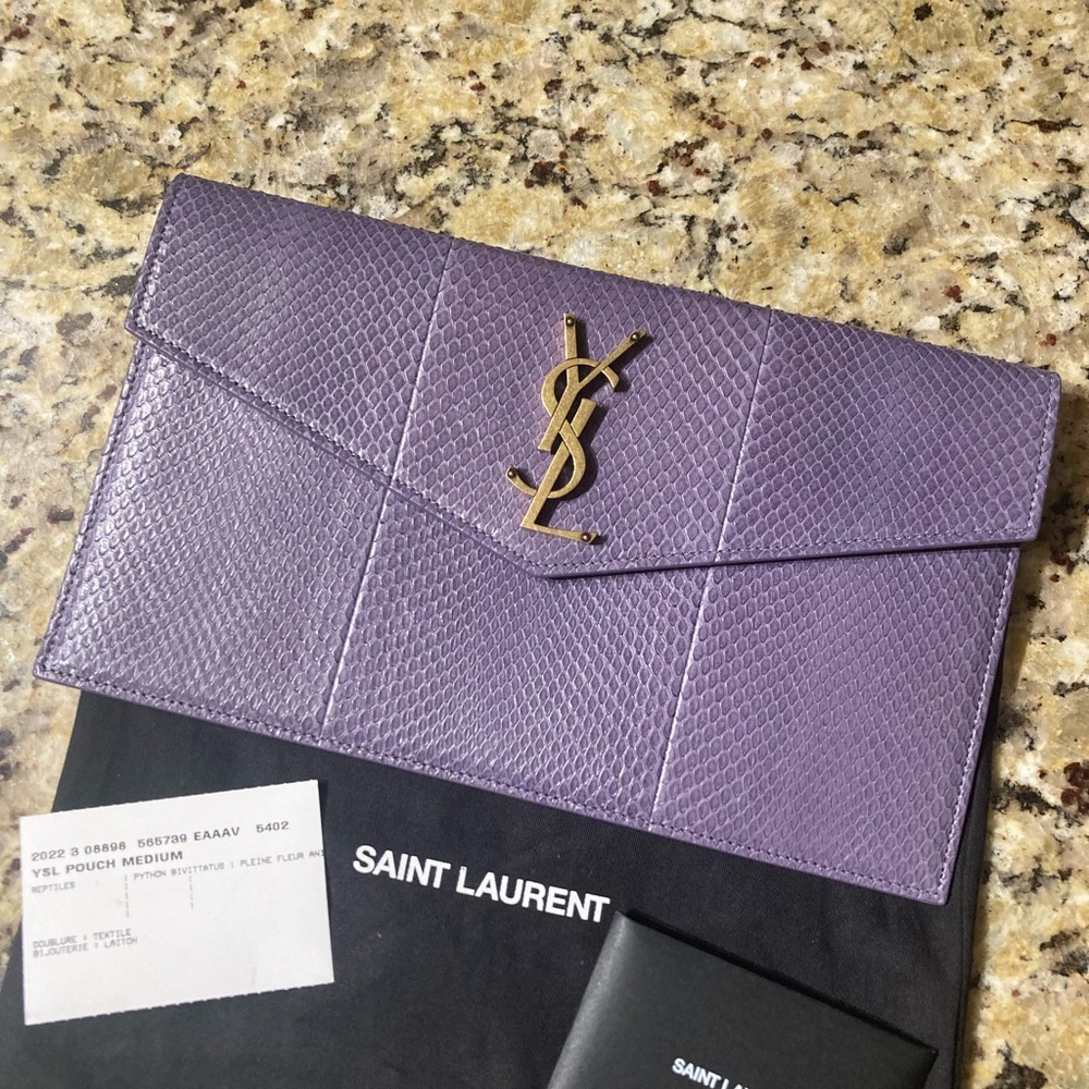 Uptown YSL Python Pouch Clutch Bag